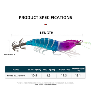 Leurre souple lumineux haute simulation crevette 8cm 9cm 10cm, 7 couleurs, EGI avec billes sonores, hameçon pour calamar, pêche en eau salée - Product Image 5