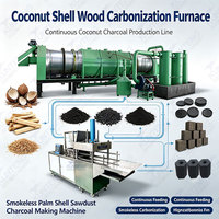 Four de carbonisation de coques de noix de coco, ligne de production continue de charbon de noix de coco, machine de fabrication de charbon de bois sans fumée à partir de sciure de palme