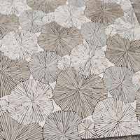 Panneau décoratif de luxe en mosaïque de marbre à motif de feuille de lotus de forme géométrique pour le sol du couloir, la salle de bain, le mur
