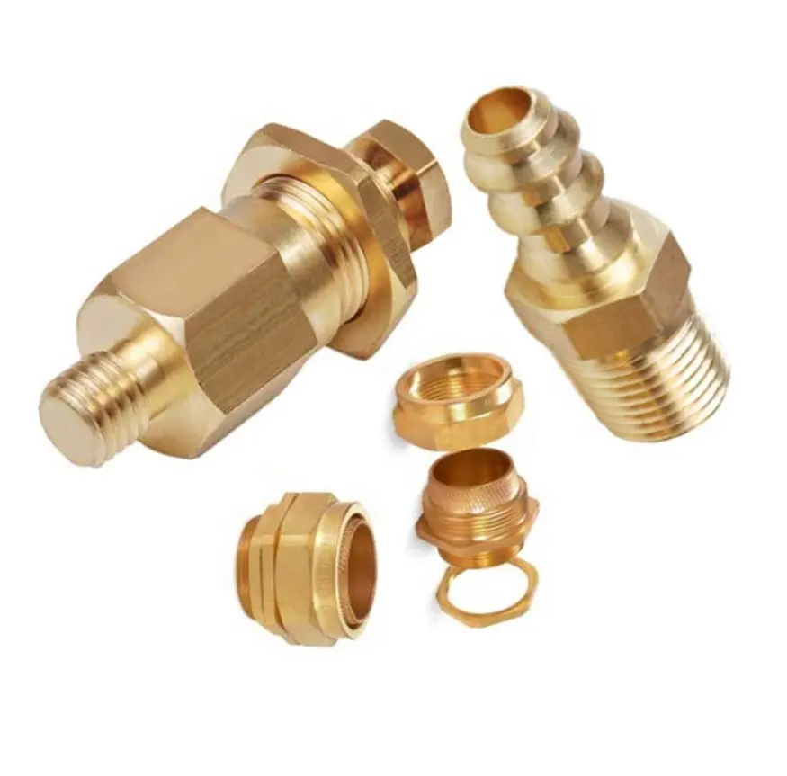 Kepala Hex 1/4 "ulir NPT selang kuningan Coupler selang ulir laki-laki kuningan batang nipply pneumatik baut kuningan Nipple