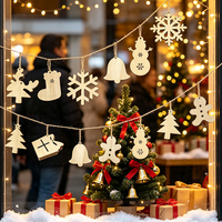 10 Adornos Navideños de Madera Estilo Art Deco, Copos de Nieve y Renos, Decoraciones Colgantes para Fiestas, Hogar, Pared y Árbol