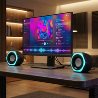 Altavoces Portátiles para Juegos con LED RGB de 2.0 Canales - Audio Compacto para Juegos de PC de Escritorio con Luz LED Colorida para Jugadores al por Mayor