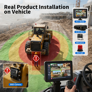 Système de détection de piétons Wtsafe SF-420 AI pour chariot élévateur, chargeuse, excavatrice, caméra d'évitement de collision, alarme sonore et lumineuse 720P - Product Image 4