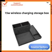 Nouvel Organisateur de Bureau en Cuir PU avec Chargeur Sans Fil 15W Polyvalent et Boîte de Rangement