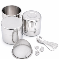 Boîte à thé hermétique de haute qualité en acier inoxydable SS304 de qualité alimentaire avec tamis pour poudre de matcha