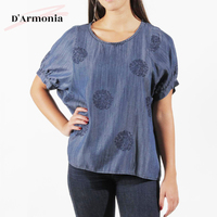 Chemisier à manches courtes pour femmes à motif floral conçu en Italie Nouvelle mode Tops grande taille pour un style d'été décontracté