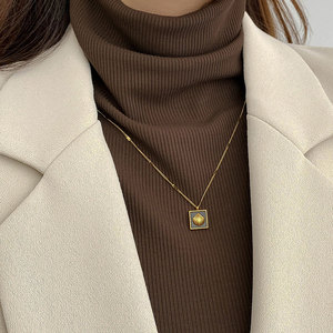 Summer Hawaiian Black <b>Chocolate</b> <b>Shell</b> Custom 316L Stainless Steel 14k 18k Gold Plated Pendant Necklace for Women wholesale - Product Image 4