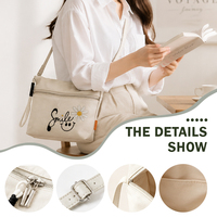 Sac fourre-tout en toile de coton réutilisable de haute qualité avec broderie personnalisée, sangle réglable, plusieurs poches zippées, logo personnalisé, couleur personnalisée