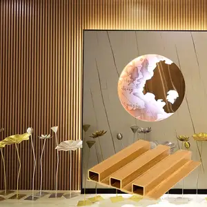 Paneles de pared para interiores y exteriores, listones de madera, molduras decorativas 3D para decoración del hogar, Hotel, Ktv