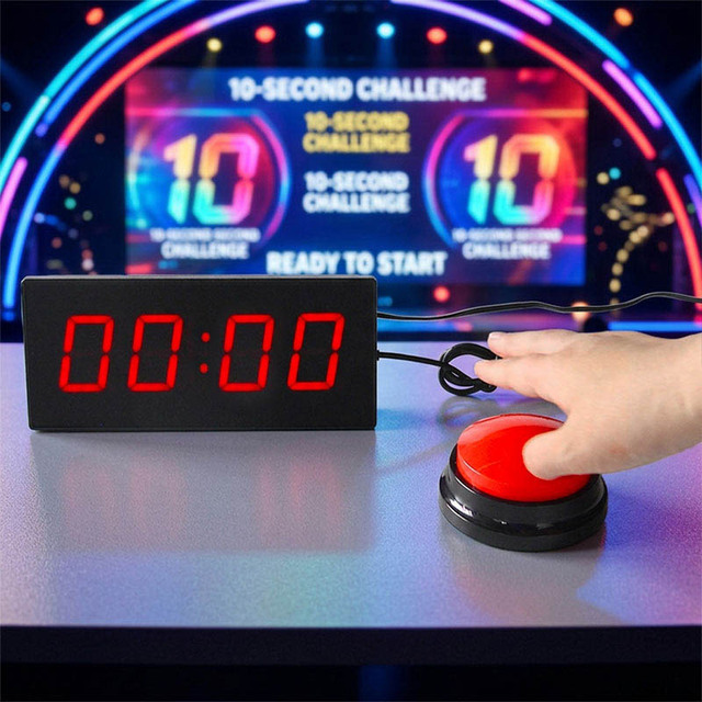 CHEETIE Popular 10 Second Timer Game Challenge Reaction Speed Luck Timer with Red Push Button for Pizza and Bar Shop