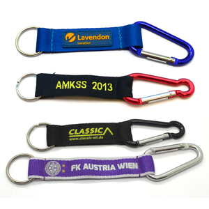 Promotion Polyester Short Wrist Strap Carabiner Keychain Lanyards Printing Logo Carabiner Lanyard
