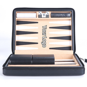 Ensemble de Backgammon de Voyage Portable en Cuir PU de Luxe avec Fermeture Éclair, Gobelets à Dés, Cube de Désdoublement et Pions pour la Maison, les Voyages, les Clubs et les Cadeaux - Product Image 1
