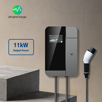 Cargador de Pared para Vehículos Eléctricos de 11kW para Garaje Subterráneo con Protección IP65, RFID, WiFi, Tipo 1/Tipo 2/GBT/NACS, Uso con WrightCharge