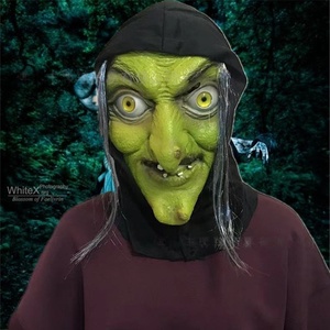 Couvre-chef de sorcière aux cheveux longs pour Halloween, scène effrayante, accessoires de <span class=keywords><strong>d</strong></span>éguisement, masque en latex pour maison hantée, salle <span class=keywords><strong>d</strong></span>'évasion - Product Image 3