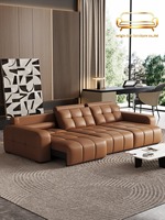 Canapé sectionnel trois places en cuir véritable, style luxe léger, électrique et réglable, pour petit appartement ou salon