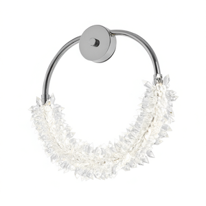 Lámpara Colgante de Cristal LED Redonda, Iluminación de Barra, Cuerpo Plateado, Pantalla de Cristal Transparente, Tamaño Pequeño, Fácil Instalación - Product Image 1