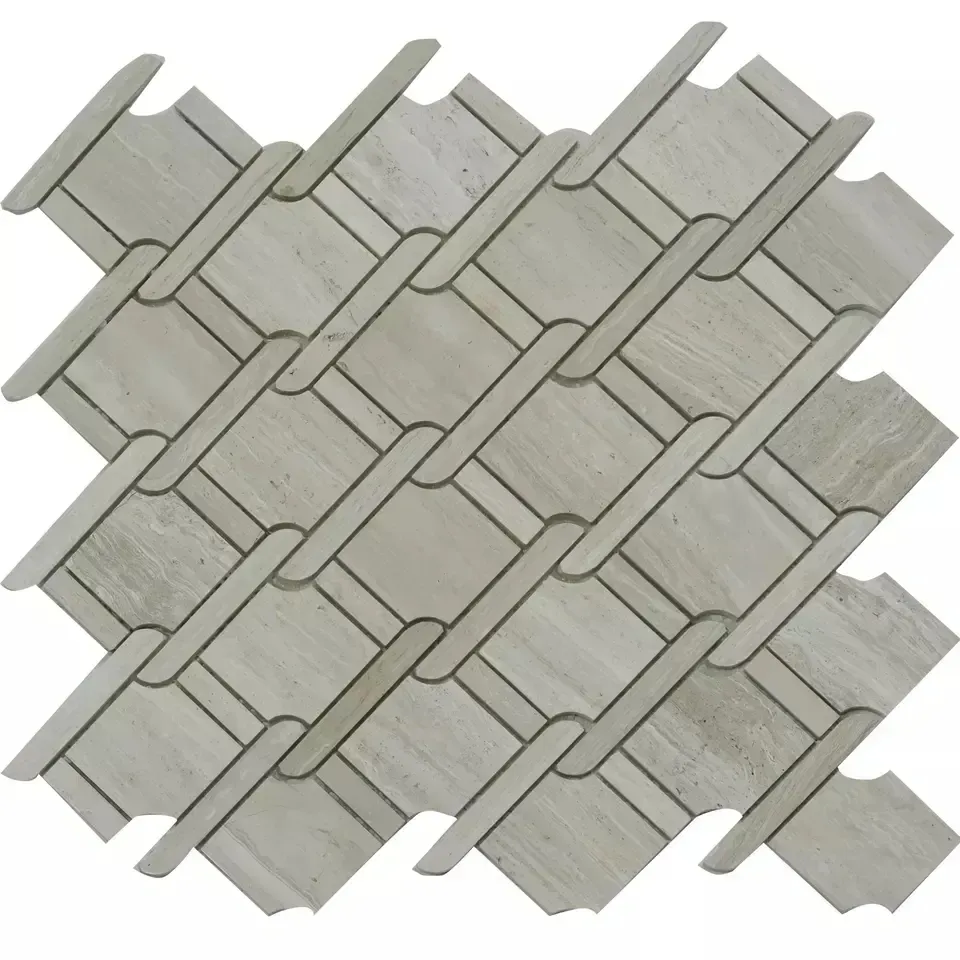 Calacatta basketweave travertino stone grey marble waterjet tile mosaic marble floor tile