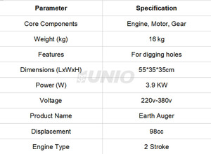Trivella a Motore UNIO Robusta con Motore a 2 Tempi 3.9KW, Leggera 16kg per Scavo Efficiente e Lunga Durata - Product Image 2