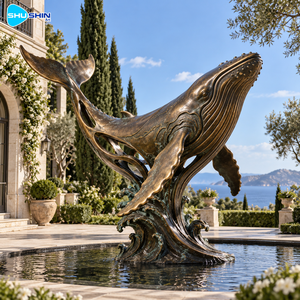 Sculpture de <span class=keywords><strong>baleine</strong></span> en bronze côtier, moulée à la cire perdue, statue d'animal marin, décoration extérieure durable pour hôtel, cour, complexe hôtelier, place artistique - Product Image 5