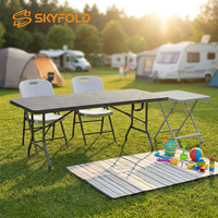 Table et chaises pliantes en métal et plastique blanc de 6 pieds de haute qualité pour 6 à 8 personnes, idéales pour les événements et les locations de fêtes de jardin