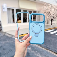 Coque de téléphone antichoc en acrylique avec bouton caméra IA, support magnétique intégré pour iPhone 15, 16 Pro Max, 17 Pro, 17 Air