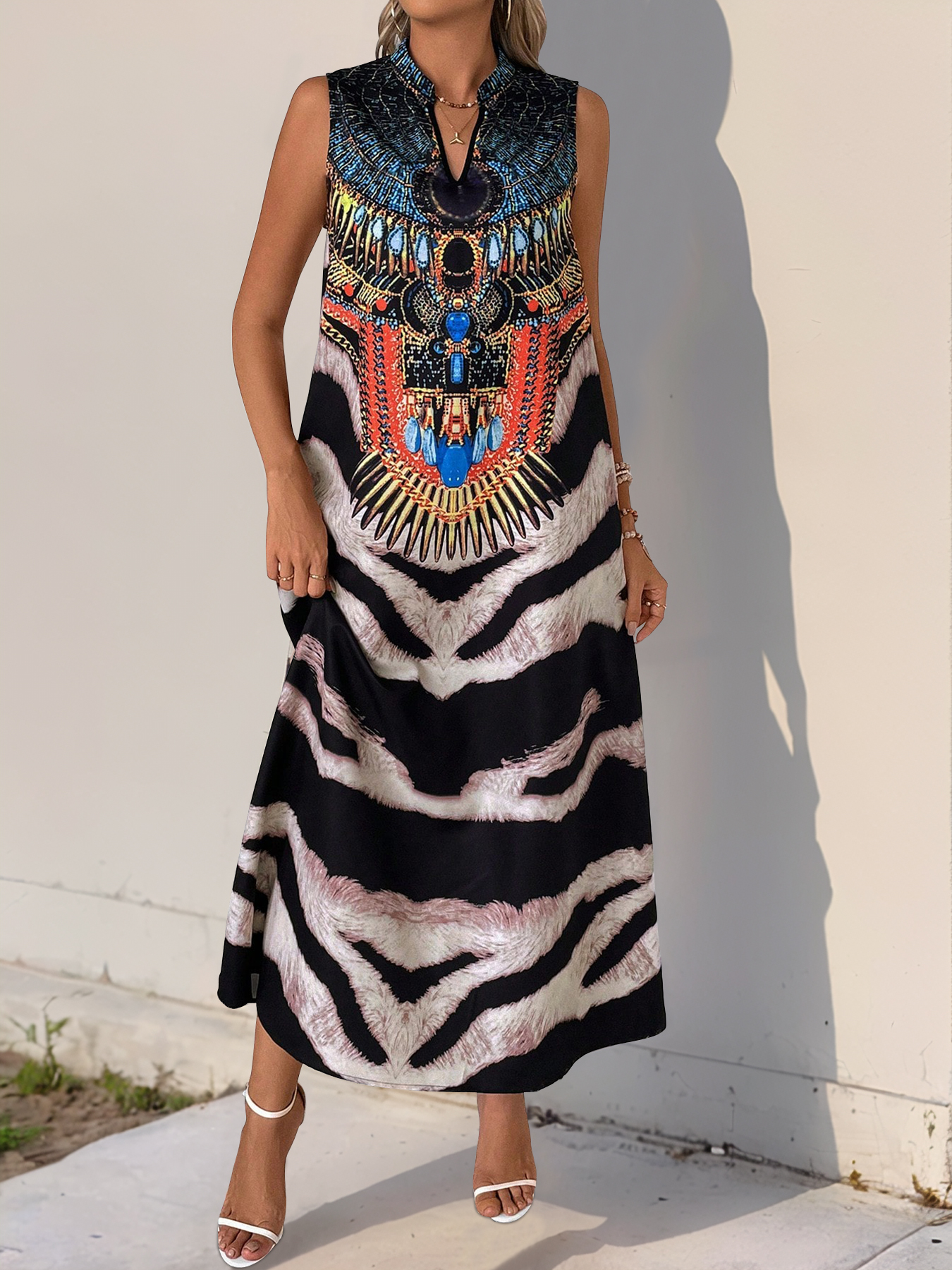 Vestido Largo De Verano Para Mujer - Sin Mangas, Tejido Suave Y Elástico, Ideal Para Playa O Fiesta