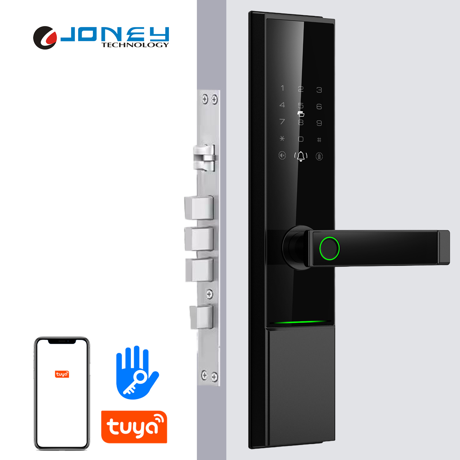 Outdoor IP65 Waterproof Aluminum Smart Door Lock with Fingerprint RFID Passcode Key for & Cloud Storage TTlock