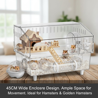Cage de Luxe Extra-Large pour Hamster, Villa en Plastique Multi-Niveaux à Vue Panoramique, Boîte Solide pour Petits Hamsters, Motif Uni, Spacieuse et Élégante