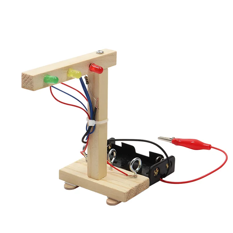 DIY 아기 어린이 과학 교육 기술 어린이를위한 미니 모델 장난감 창조적 인 수제 경험 장착 신호등