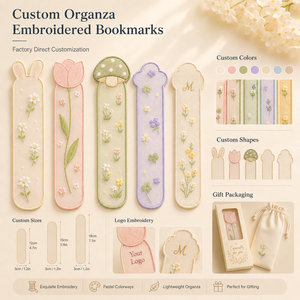 Marcapáginas Personalizado Minimalista <span class=keywords><strong>de</strong></span> Organza Transparente <span class=keywords><strong>Bordado</strong></span>, Marcador <span class=keywords><strong>de</strong></span> Libros <span class=keywords><strong>de</strong></span> Tela Suave, Regalo Promocional para Librerías y Marcas <span class=keywords><strong>de</strong></span> Papelería - Product Image 2