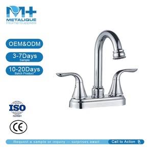 Mitigeur de lavabo de salle de bain moderne 320021 Metalique 320021, corps et cartouche en laiton chromé, 4 po, 2 poignées, 2 trous, haute qualité - Product Image 2