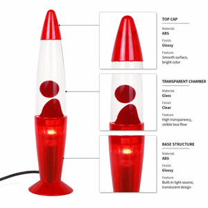 13 Inch Modern Red ABS <strong>Lava</strong> <strong>Lamp</strong> with E14 <strong>Bulb</strong> Base 110-240V Plug-In Night Light <strong>for</strong> Desk Bedroom Living Room - Product Image 4