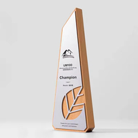 Trophée de récompense en bois de plaque d'aluminium personnalisé Certification commerciale Trophée en bois personnalisé