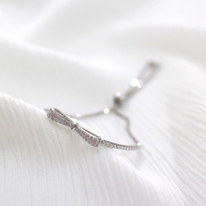 New Trendy Sterling <b>Silver</b> 925 Rhodium Plated Bowknot <b>Charm</b> <b>Bracelet</b> with Zircon for Women Wedding & Party Gift - Product Image 3