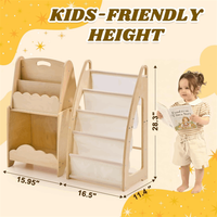Organizador de Juguetes de Madera de Alta Calidad para Niños, de 5 Niveles, Seguro para Dormitorio y Sala de Estar