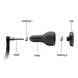 Poignée de moulinet de pêche QY 27 mm TPE antidérapante pour modification de moulinet spinning Shimano Vanford Noir Or - Product Image 4