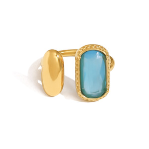 Anello YF8182 di Lusso Leggero con Zirconi, Apribile, Non Sbiadisce, Placcato Oro 18K, Impermeabile in Acciaio Inossidabile - Product Image 6