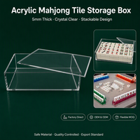 Boîte de rangement pour tuiles de mahjong en acrylique transparent, durable, écologique, de style américain moderne et luxueux, 160 pièces