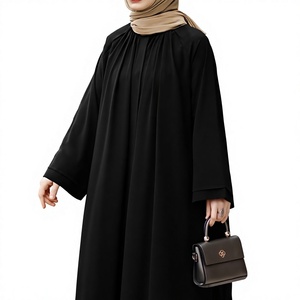 Elegant Black Pleated Belted <b>Abaya</b> with Button Front Design | Modern Luxury Modest Fashion for <b>Women</b> - Product Image 1