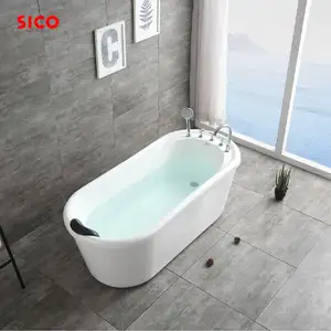 Indoor Hot Sale Bath Supplier Freestanding Bathtub Cheap Price Acrylic Bath Tub With Pillow Factory Made To Custom Size