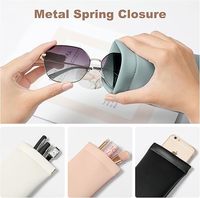 Pochette pour lunettes de soleil en cuir PU avec logo personnalisé étui à lunettes portable et souple de haute qualité avec rangement à ressort pour lunettes porte-pochette
