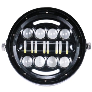 Faro Rotondo a <span class=keywords><strong>LED</strong></span> da 7'' con Occhio d'Angelo, Fascio Alto/Basso e Luce DRL per Moto 12V <span class=keywords><strong>Cafe</strong></span> <span class=keywords><strong>Racer</strong></span> CG125 - Product Image 1