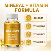 Gélules de calcium, vitamine D3, K2 et B12, ingrédients naturels, adaptées aux adultes, soutien immunitaire osseux, multivitamines adaptées aux femmes enceintes