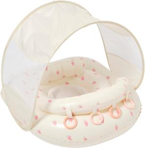 Flotador para Bebé con Toldo — Flotador para Piscina Infantil UPF40, Asiento de Tela Ajustable, 4 Anillos de Juego de Silicona - Product Image 1