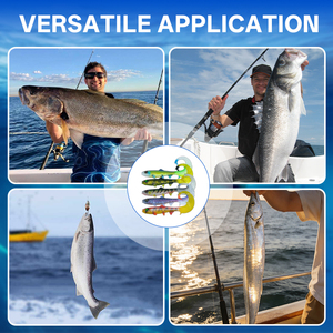 Leurre crevette d'eau salée JZ-Q2 - Crevette en plastique souple anti-herbe avec tête de jig lestée pour la pêche côtière, les fonds plats et les baies - Product Image 5