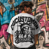 T-shirt Homme Oversize Vintage à Manches Courtes en Coton Délavé Effet Usé avec Impression Logo Personnalisé Style Hip Hop Streetwear