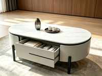 Table basse et table d'appoint de luxe en pierre frittée contemporaine, aspect bois, très vendue, pour la maison, l'appartement et le salon