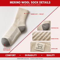 Chaussettes en laine mérinos de qualité supérieure, chaudes, avec logo, vente en gros, chaussettes thermiques de sport pour hommes, chaussettes personnalisées