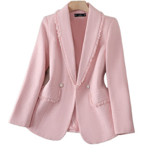 Blue Woolen Blazer For Women Slim Fit Spring Autumn 2023 New Style Trendy Elegant Suit - Product Image 5