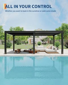 Pérgola <span class=keywords><strong>de</strong></span> Aluminio Ajustable <span class=keywords><strong>de</strong></span> 12x20 Pies con Techo Rígido, Toldo <span class=keywords><strong>para</strong></span> Patio Exterior con Drenaje Integrado - Product Image 6